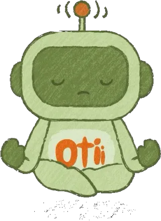 Otii mascot standing ready with a clipboard