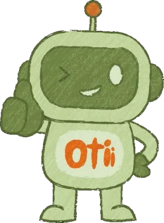 Otii mascot holding a simple price tag
